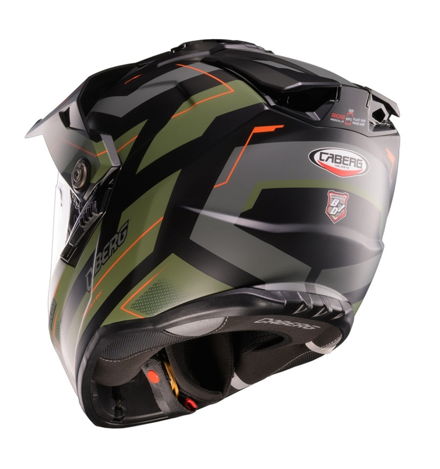 Casca adventure/off road Caberg model Tanami SV Ranger N6 negru/verde military/portocaliu mat Pinlock ready - lentila Pinlock inclusa