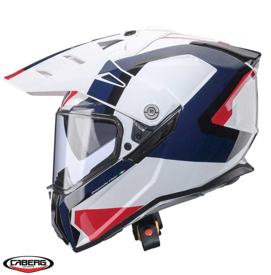 Casca adventure/off road Caberg model Tanami SV Scram H7 alb/rosu/albastru lucios Pinlock ready - lentila Pinlock inclusa