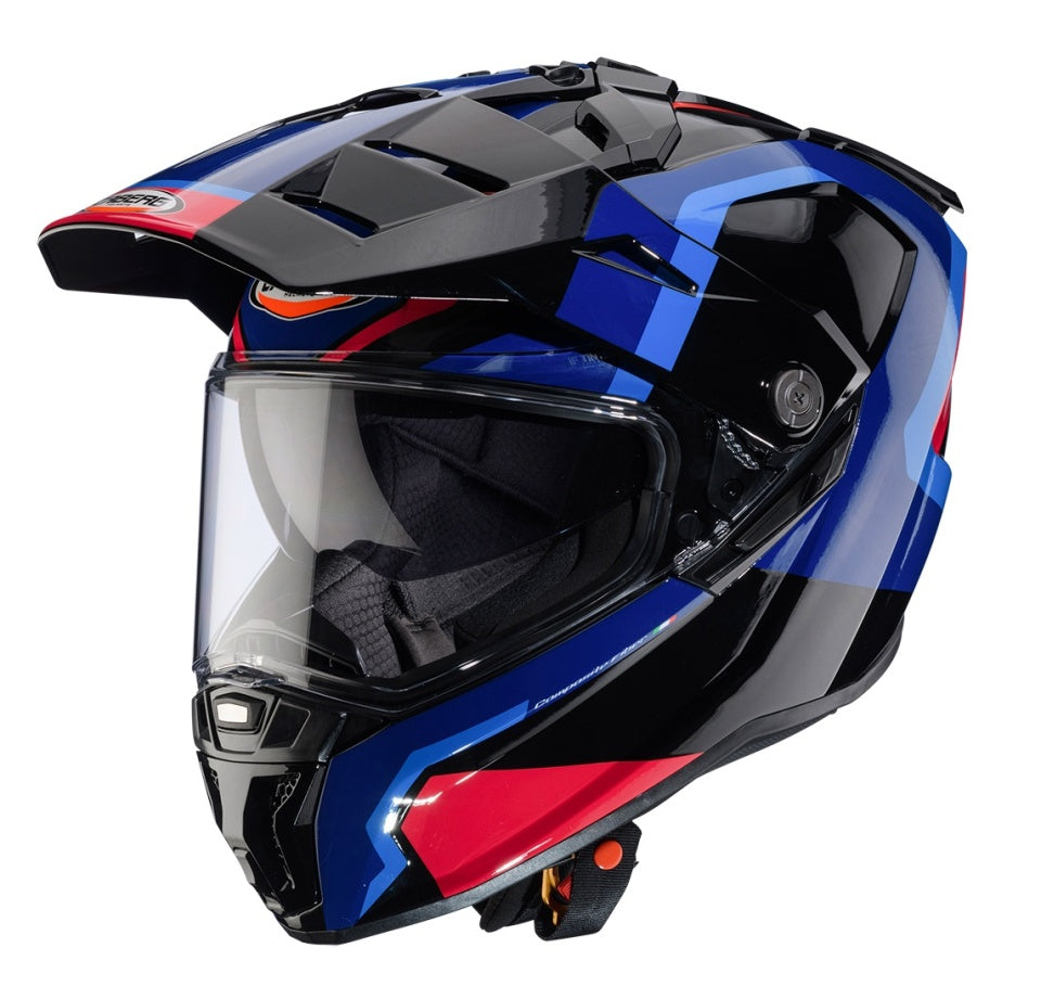 Casca adventure/off road Caberg model Tanami SV Scram O4 negru/albastru/rosu lucios Pinlock ready - lentila Pinlock inclusa