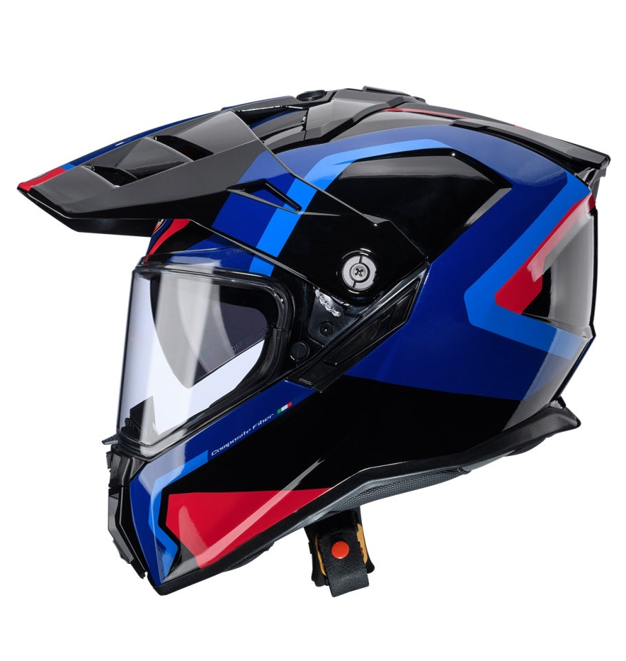 Casca adventure/off road Caberg model Tanami SV Scram O4 negru/albastru/rosu lucios Pinlock ready - lentila Pinlock inclusa