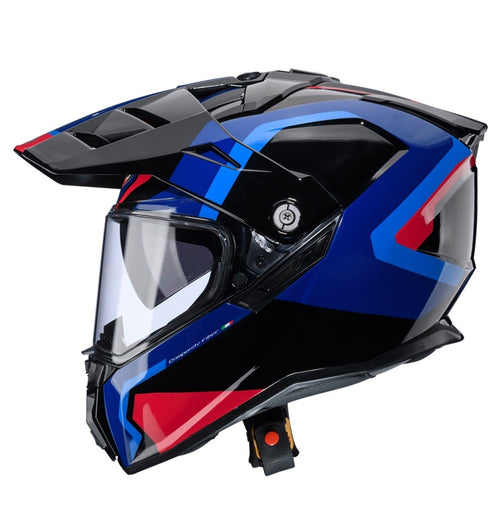 Casca adventure/off road Caberg model Tanami SV Scram O4 negru/albastru/rosu lucios Pinlock ready - lentila Pinlock inclusa