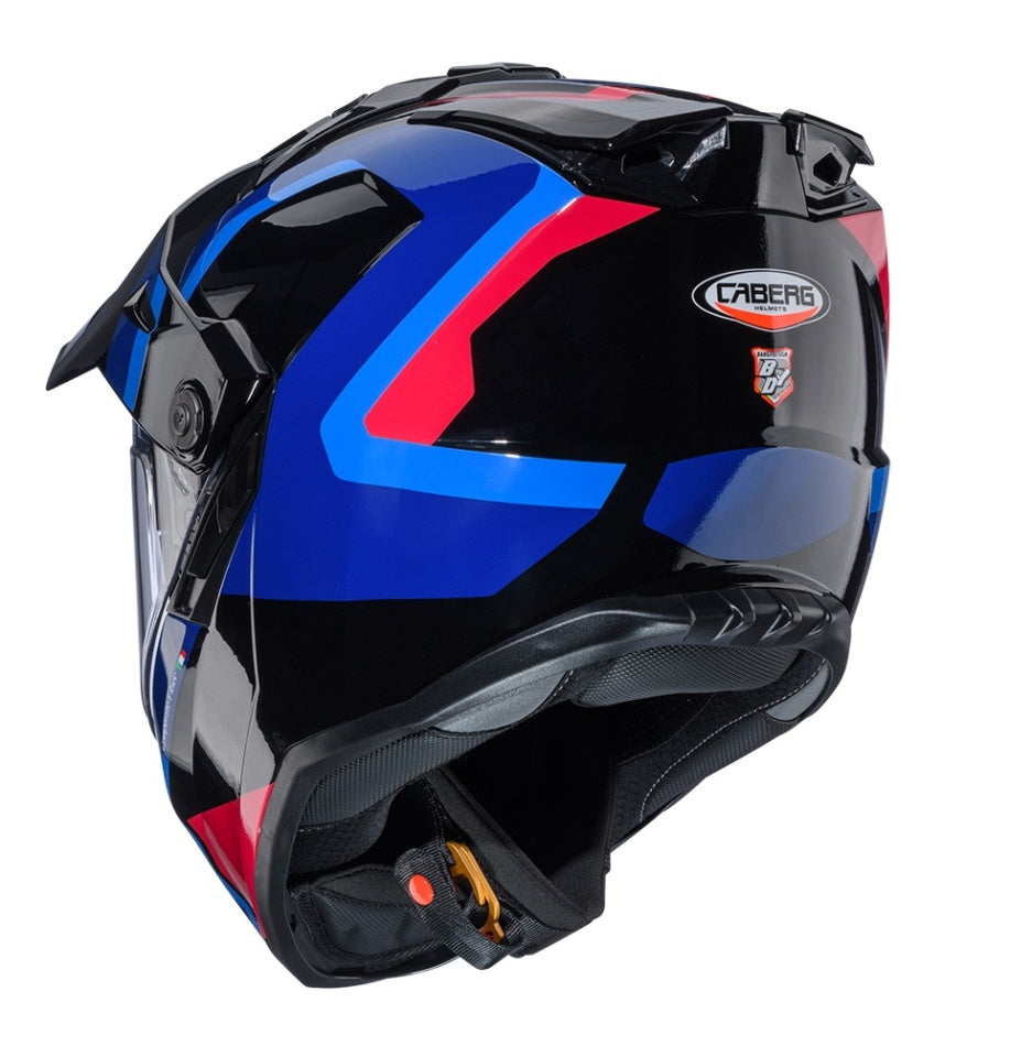 Casca adventure/off road Caberg model Tanami SV Scram O4 negru/albastru/rosu lucios Pinlock ready - lentila Pinlock inclusa