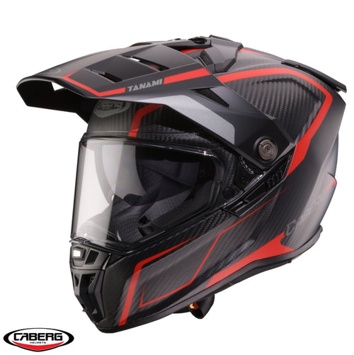 Casca adventure/off road Caberg Tanami SV Gravity Q8 rosu/gri/negru carbon Pinlock ready - lentila Pinlock inclusa (100% carbon)