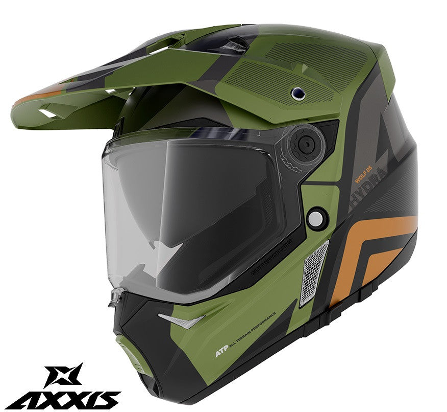 Casca adventure/touring/off road Axxis model Wolf DS Hydra B6 verde mat - tip viziera: MT-V-20