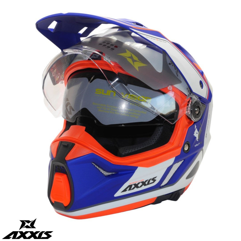 Casca adventure/touring/off road Axxis model Wolf DS Roadrunner C7 albastru lucios – tip viziera: MT-V-20