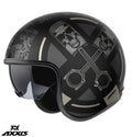 Casca Axxis model Hornet S SV Skulls Illustrated B1 negru mat (ochelari soare integrati) - omologare noua ECE 22.06