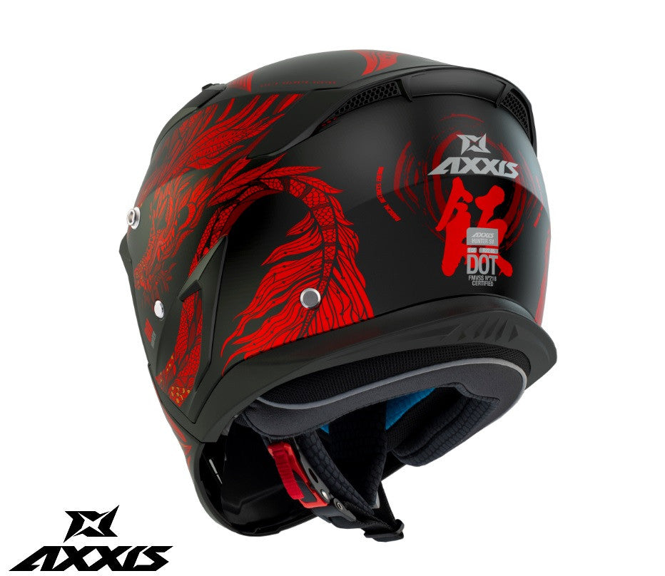 Casca Axxis model Hunter SV ONI B5 rosu mat (ochelari soare integrati) - masca (protectie) barbie si cozoroc detasabile