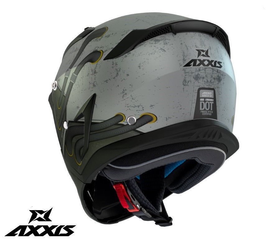 Casca Axxis model Hunter SV Toxic C2 gri mat mat (ochelari soare integrati) - masca (protectie) barbie si cozoroc detasabile