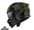 Casca Axxis model Hunter SV Toxic C6 verde mat mat (ochelari soare integrati) - masca (protectie) barbie si cozoroc detasabile