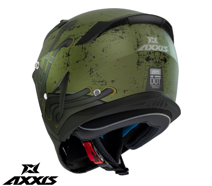 Casca Axxis model Hunter SV Toxic C6 verde mat mat (ochelari soare integrati) - masca (protectie) barbie si cozoroc detasabile