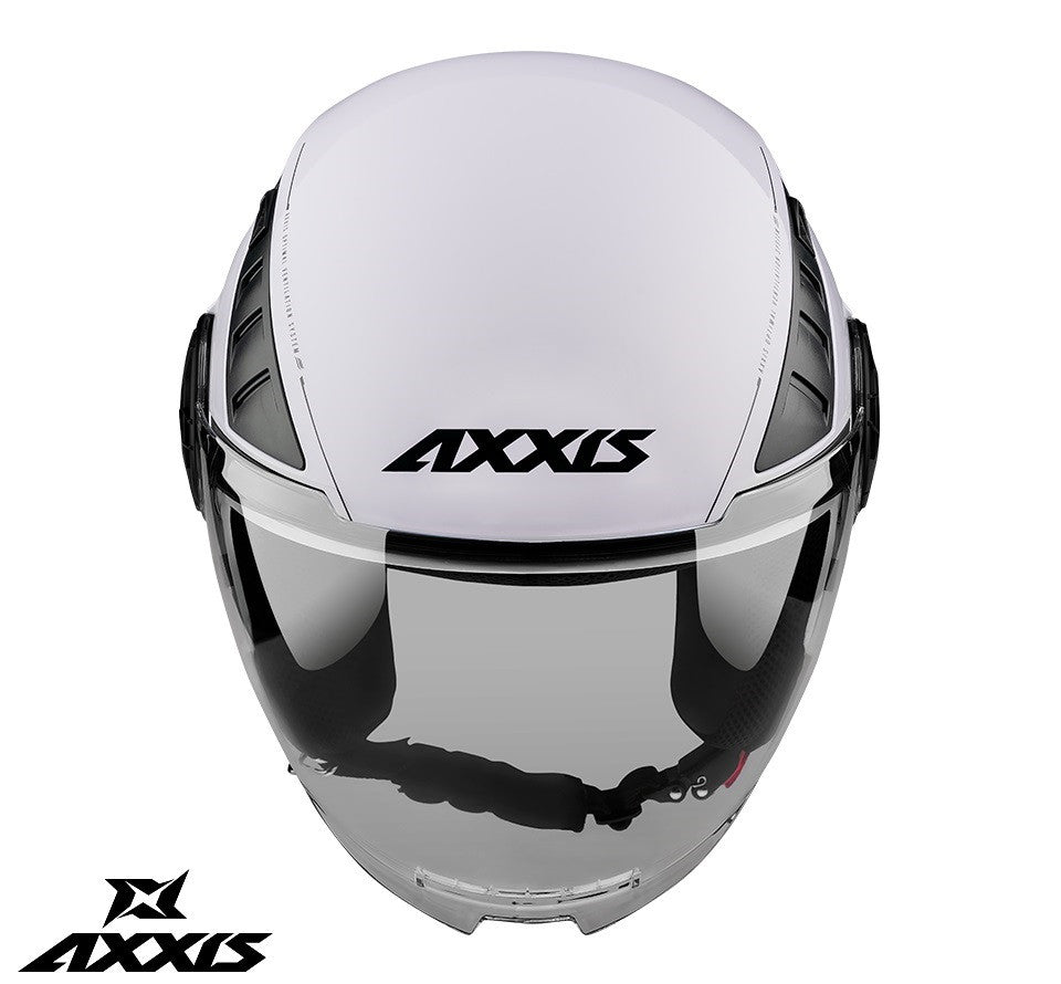 Casca Axxis model Metro S A0 alb lucios (open face) - omologare noua ECE 22.06 - tip viziera: MT-V-26B
