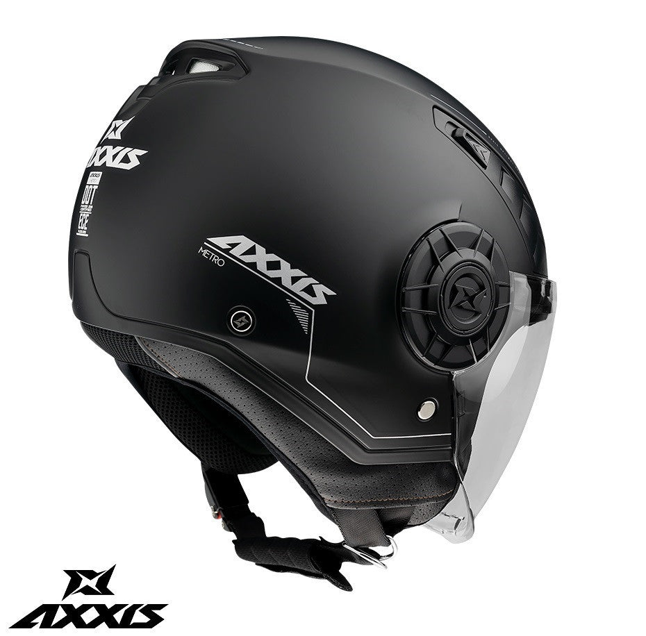 Casca Axxis model Metro S A1 negru lucios (open face) - omologare noua ECE 22.06 - tip viziera: MT-V-26B