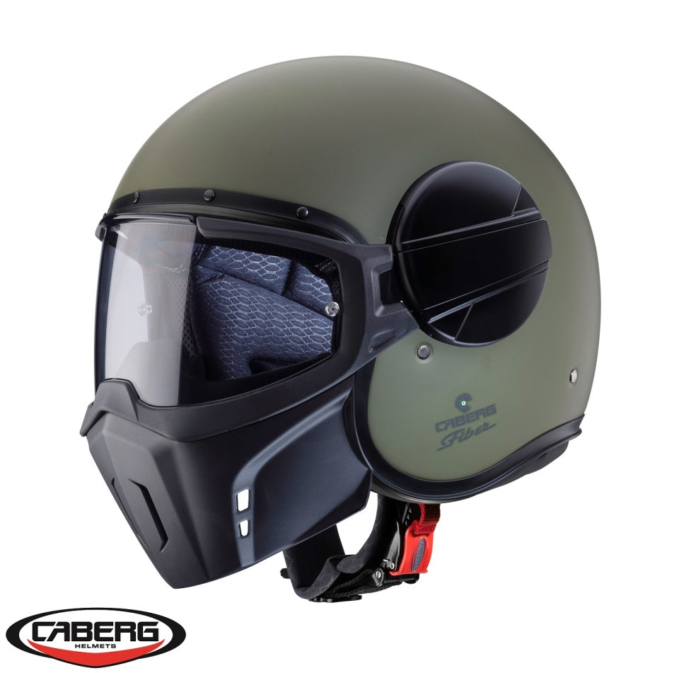 Casca Caberg model Ghost X verde military mat - fibra de sticla - omologare noua ECE 22.06