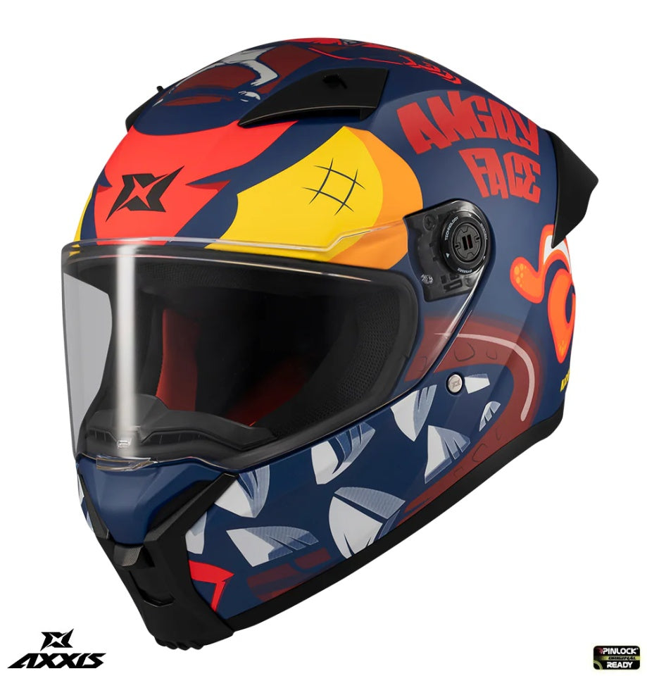 Casca integrala Axxis Fenix Angry Face C5 rosu mat - tip viziera: MT-V-31B - DKS429