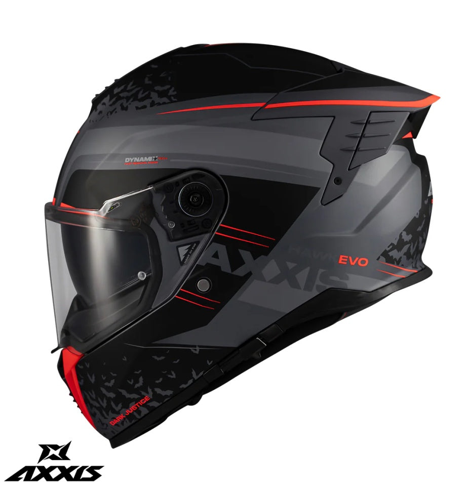 Casca integrala Axxis Hawk Evo SV Dark Justice C1 gri mat (ochelari soare integrati) - tip viziera: MT-V-31