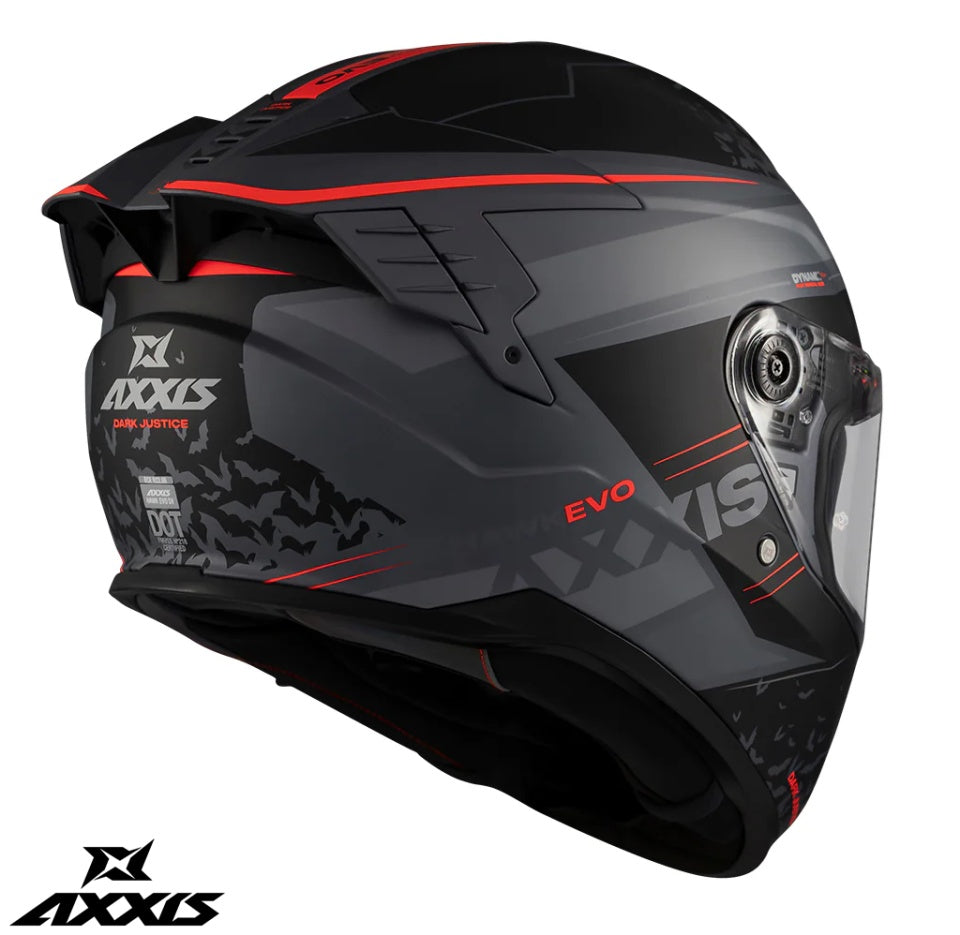Casca integrala Axxis Hawk Evo SV Dark Justice C1 gri mat (ochelari soare integrati) - tip viziera: MT-V-31