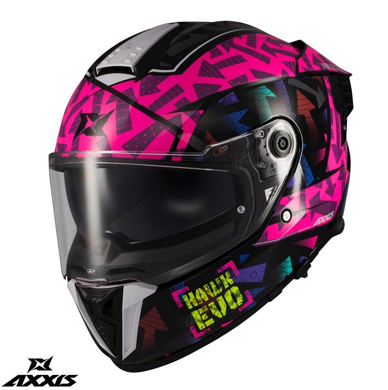Casca integrala Axxis Hawk Evo SV Sketchbook B8 roz (fuchsia) lucios (ochelari soare integrati) - tip viziera: MT-V-31