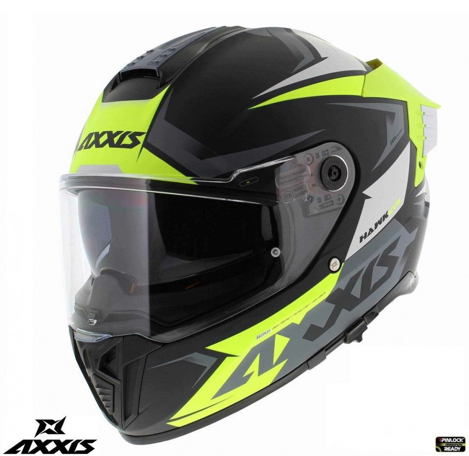 Casca integrala Axxis Hawk SV Judge B3 galben fluor mat negru mat (ochelari soare integrati) - tip viziera: MT-V-31