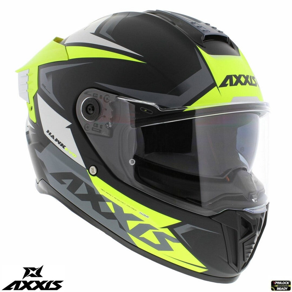 Casca integrala Axxis Hawk SV Judge B3 galben fluor mat negru mat (ochelari soare integrati) - tip viziera: MT-V-31