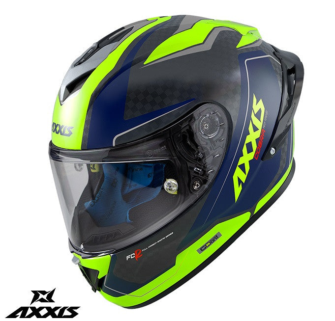 Casca integrala Axxis model Cobra Rage A3 galben fluor lucios carbon - 100% carbon