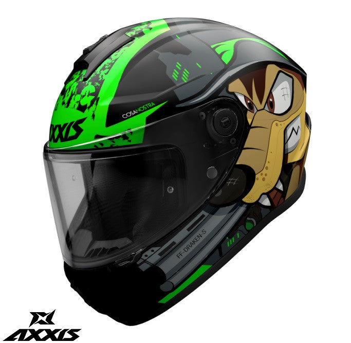 Casca integrala Axxis model Draken S Cosa Nostra B6 verde fluor lucios - tip viziera: MT-V-18C