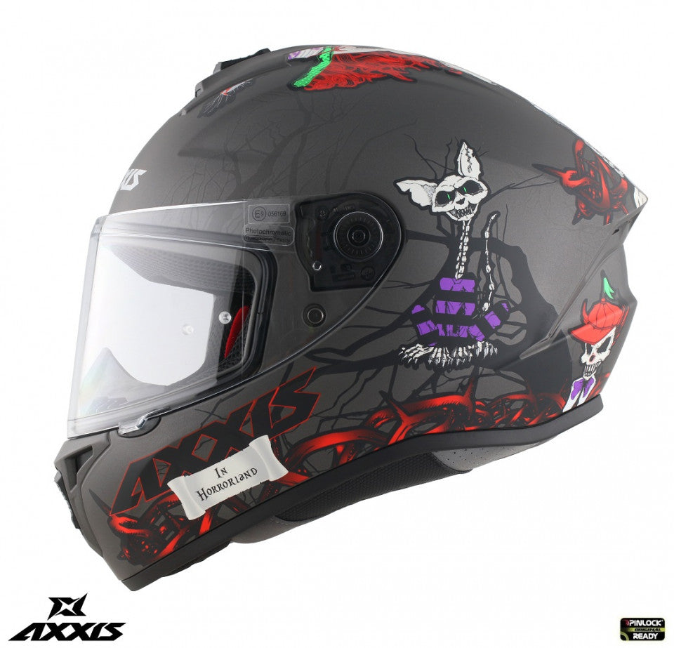 Casca integrala Axxis model Draken S Horrorland A2 titanium mat - tip viziera: MT-V-18C