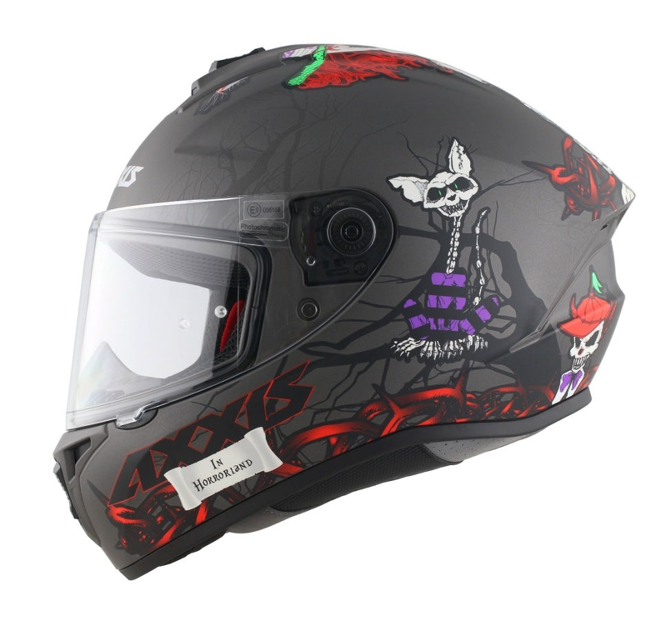 Casca integrala Axxis model Draken S Horrorland A2 titanium mat - tip viziera: MT-V-18C