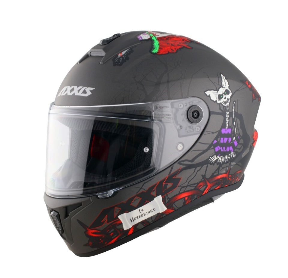 Casca integrala Axxis model Draken S Horrorland A2 titanium mat - tip viziera: MT-V-18C