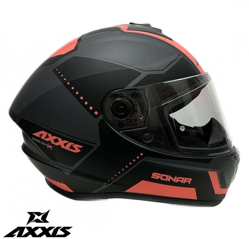 Casca integrala Axxis model Draken S Sonar B5 rosu deschis (roz) mat - tip viziera: MT-V-18C