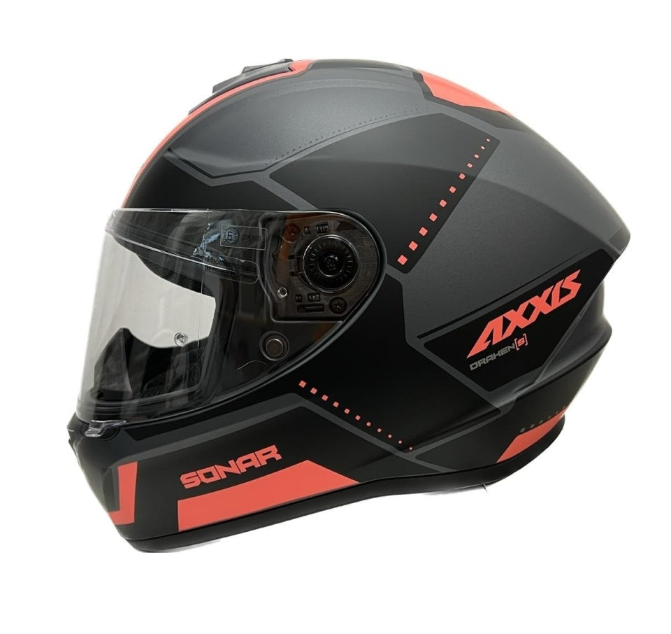 Casca integrala Axxis model Draken S Sonar B5 rosu deschis (roz) mat - tip viziera: MT-V-18C