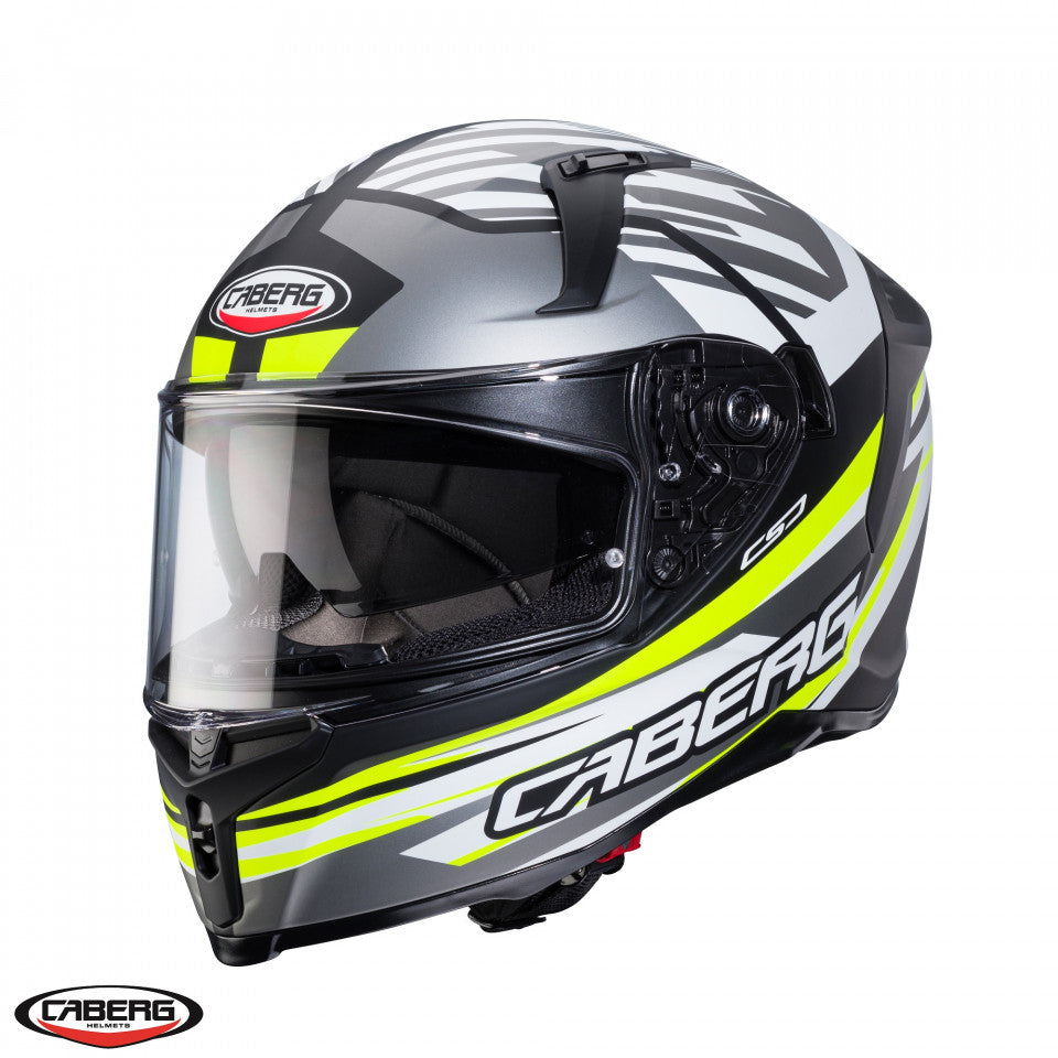 Casca integrala Caberg model Avalon X SV Kira L6 negru/gri/galben fluor mat Pinlock ready