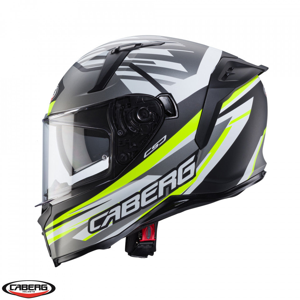 Casca integrala Caberg model Avalon X SV Kira L6 negru/gri/galben fluor mat Pinlock ready