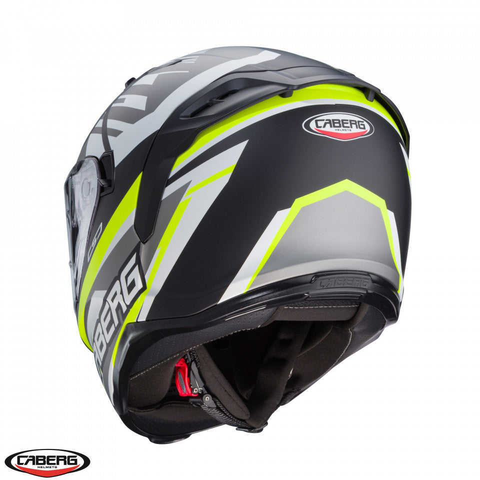 Casca integrala Caberg model Avalon X SV Kira L6 negru/gri/galben fluor mat Pinlock ready
