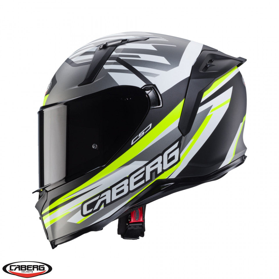 Casca integrala Caberg model Avalon X SV Kira L6 negru/gri/galben fluor mat Pinlock ready