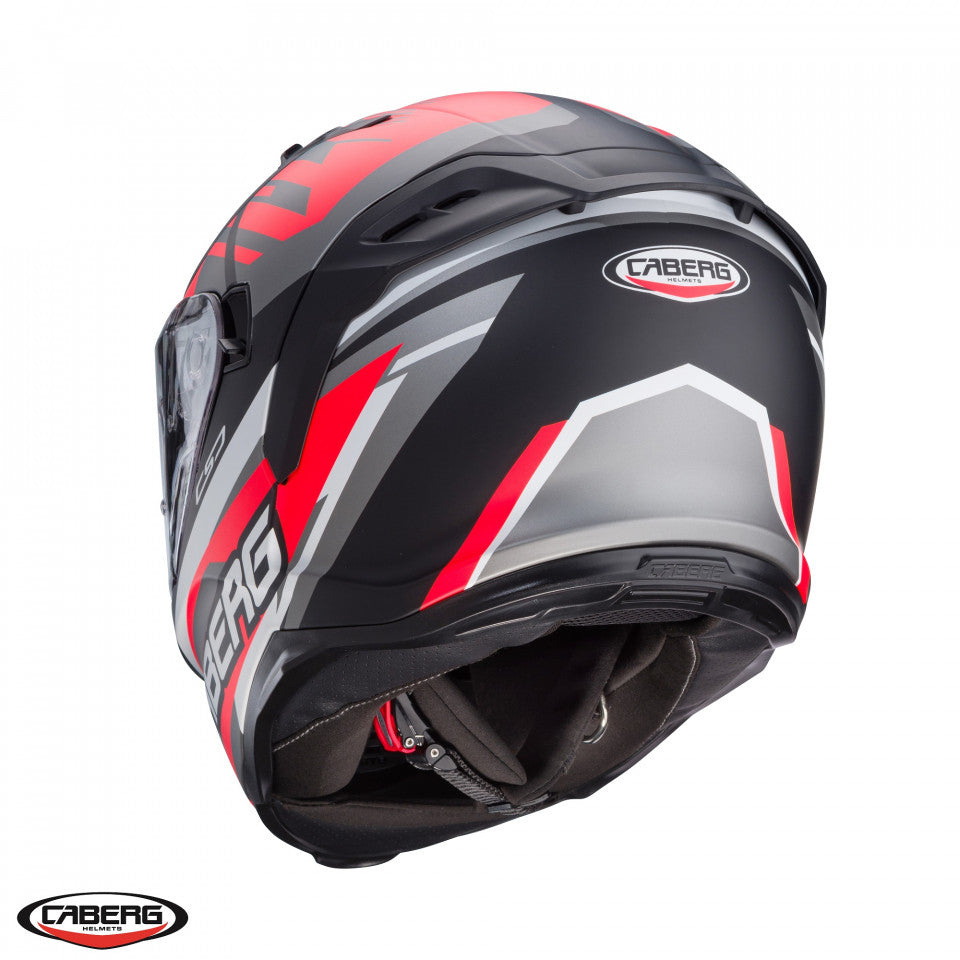 Casca integrala Caberg model Avalon X SV Kira L7 negru/gri/rosu fluor mat Pinlock ready