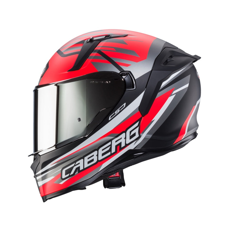 Casca integrala Caberg model Avalon X SV Kira L7 negru/gri/rosu fluor mat Pinlock ready