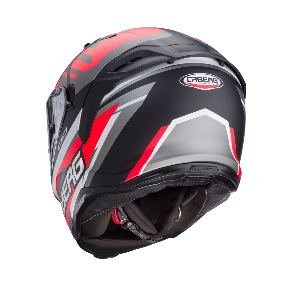 Casca integrala Caberg model Avalon X SV Kira L7 negru/gri/rosu fluor mat Pinlock ready