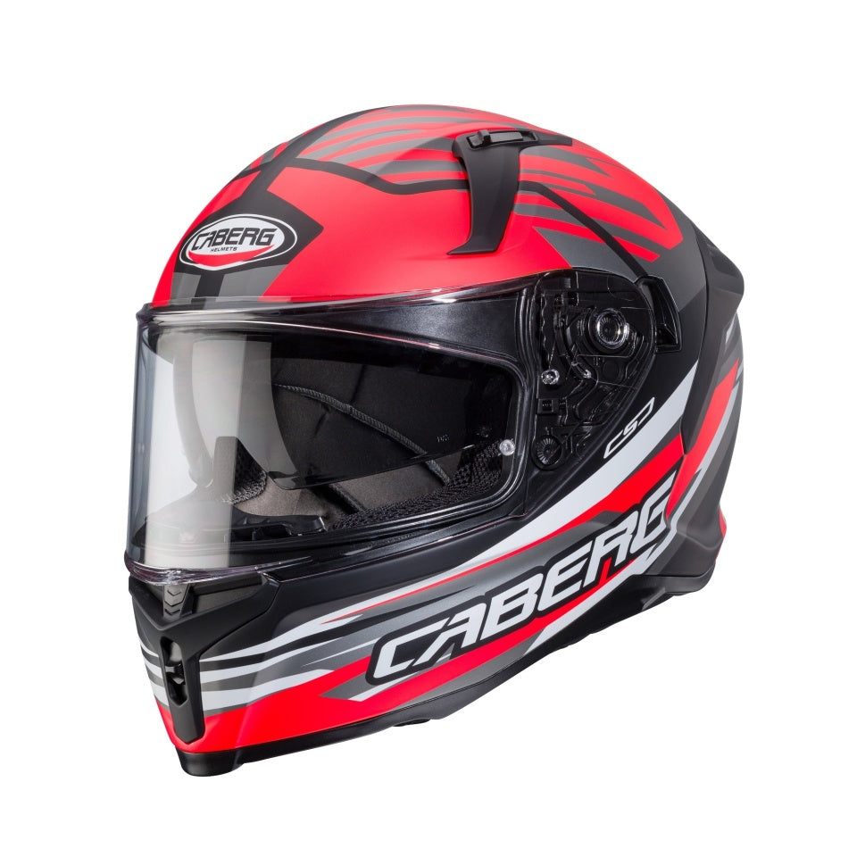 Casca integrala Caberg model Avalon X SV Kira L7 negru/gri/rosu fluor mat Pinlock ready
