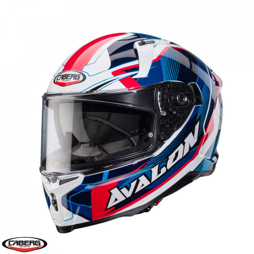 Casca integrala Caberg model Avalon X SV Optic D6 alb/albastru/rosu lucios Pinlock ready