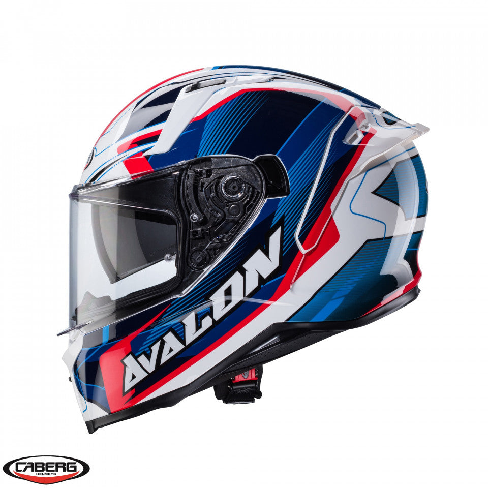 Casca integrala Caberg model Avalon X SV Optic D6 alb/albastru/rosu lucios Pinlock ready