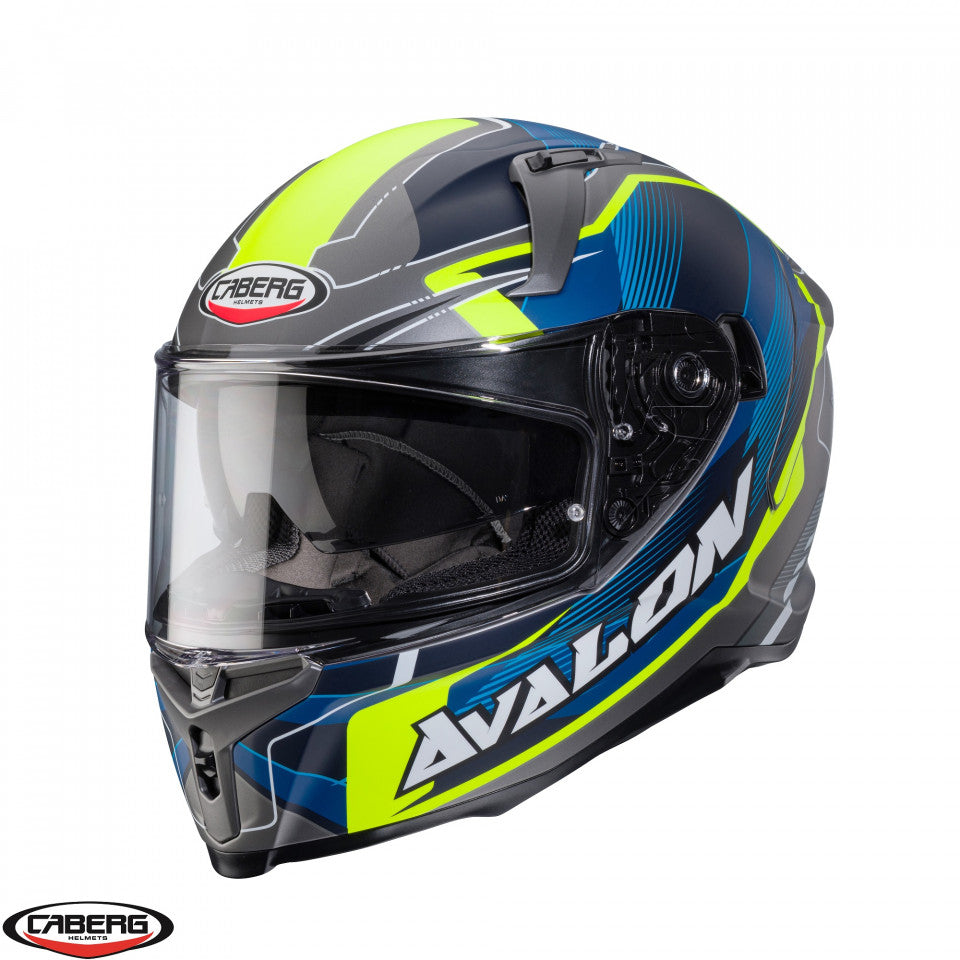 Casca integrala Caberg model Avalon X SV Optic L8 gri/albastru/galben fluor mat Pinlock ready