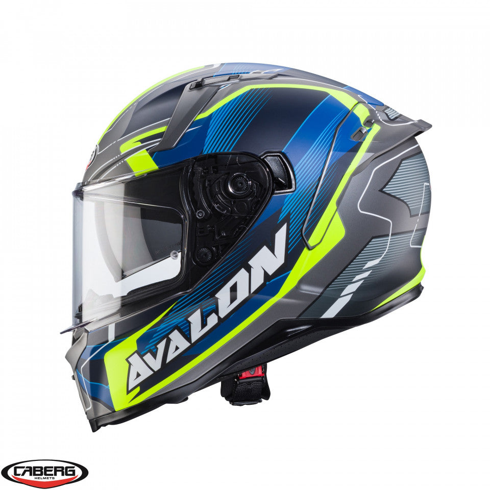 Casca integrala Caberg model Avalon X SV Optic L8 gri/albastru/galben fluor mat Pinlock ready