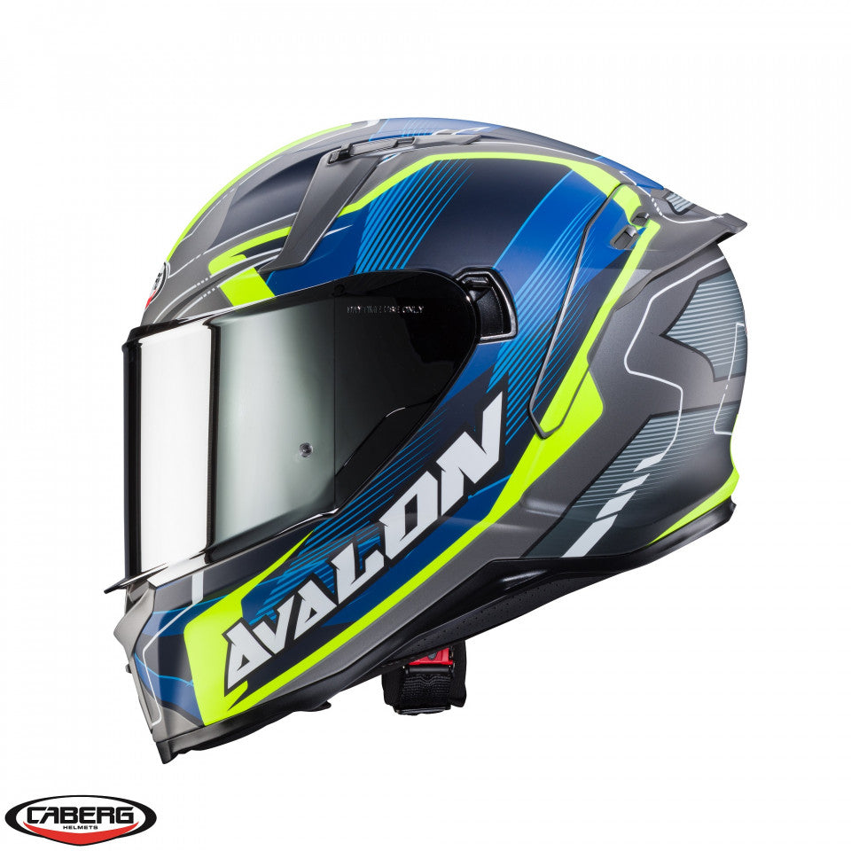 Casca integrala Caberg model Avalon X SV Optic L8 gri/albastru/galben fluor mat Pinlock ready