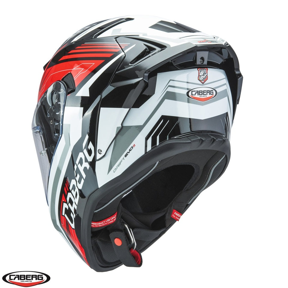Casca integrala Caberg model Drift Evo II SV Jarama G0 negru/alb/rosu lucios Pinlock ready - lentila Pinlock inclusa