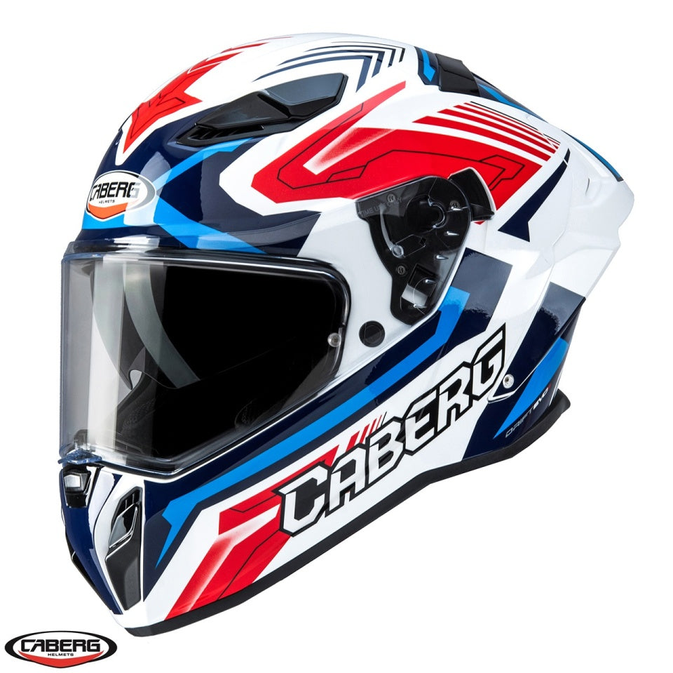 Casca integrala Caberg model Drift Evo II SV Jarama H7 alb/rosu/albastru lucios Pinlock ready - lentila Pinlock inclusa