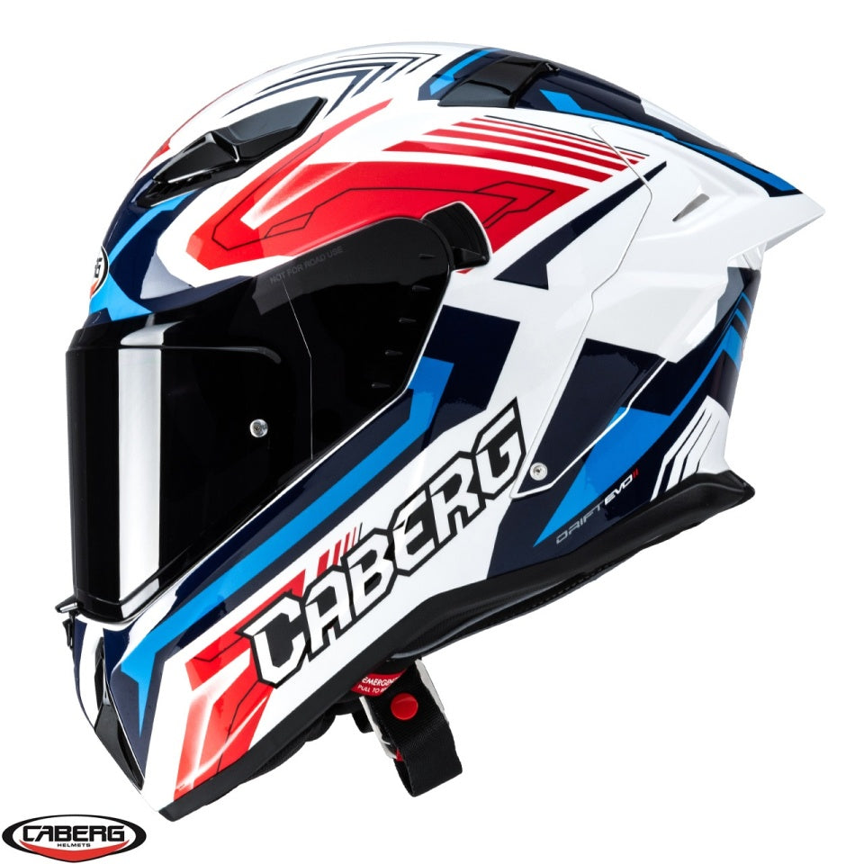 Casca integrala Caberg model Drift Evo II SV Jarama H7 alb/rosu/albastru lucios Pinlock ready - lentila Pinlock inclusa