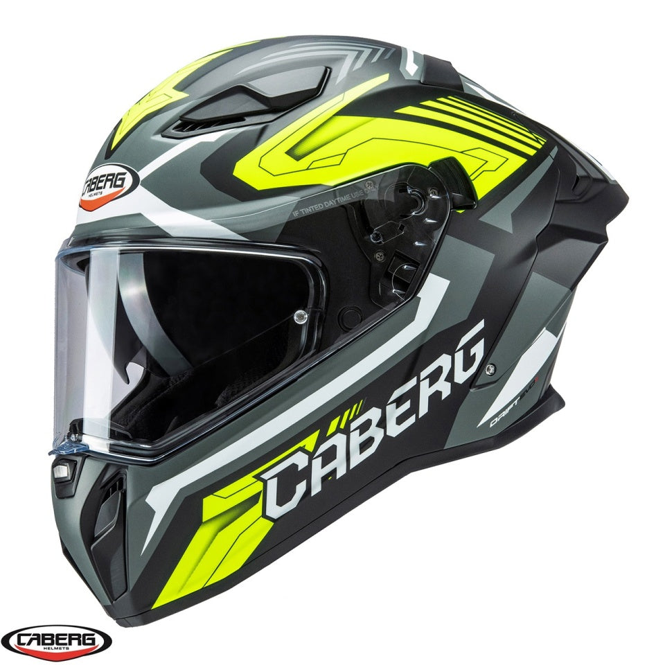 Casca integrala Caberg model Drift Evo II SV Jarama L6 negru/gri/galben fluor mat Pinlock ready - lentila Pinlock inclusa