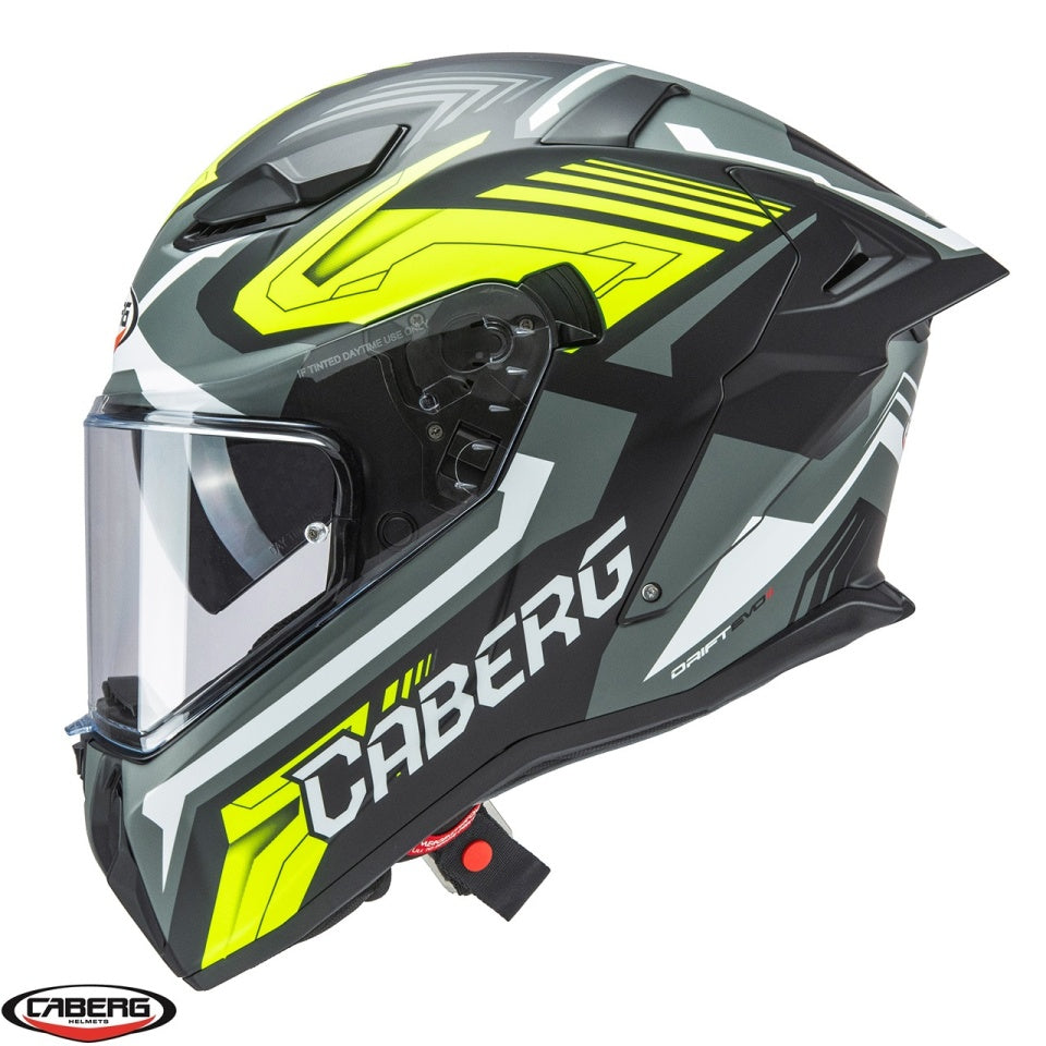 Casca integrala Caberg model Drift Evo II SV Jarama L6 negru/gri/galben fluor mat Pinlock ready - lentila Pinlock inclusa