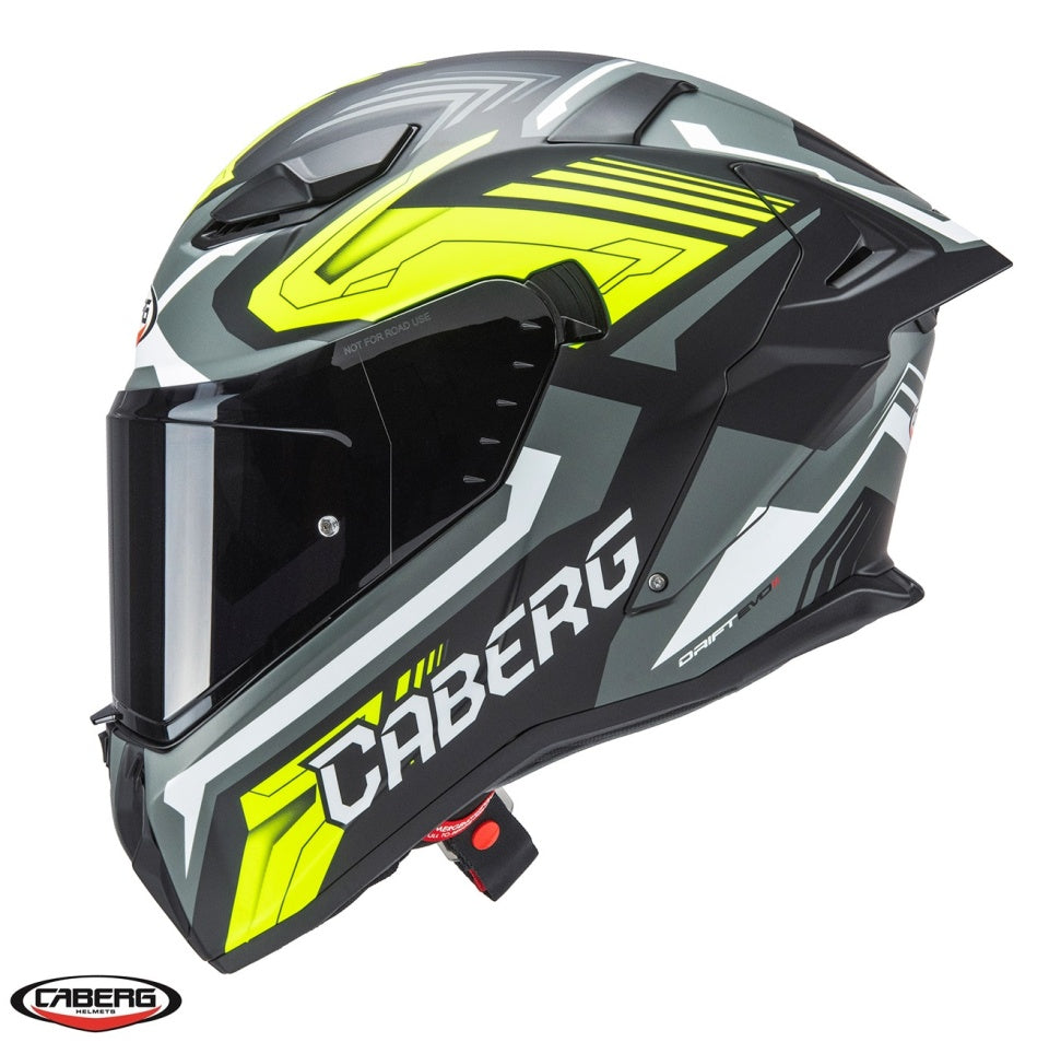 Casca integrala Caberg model Drift Evo II SV Jarama L6 negru/gri/galben fluor mat Pinlock ready - lentila Pinlock inclusa