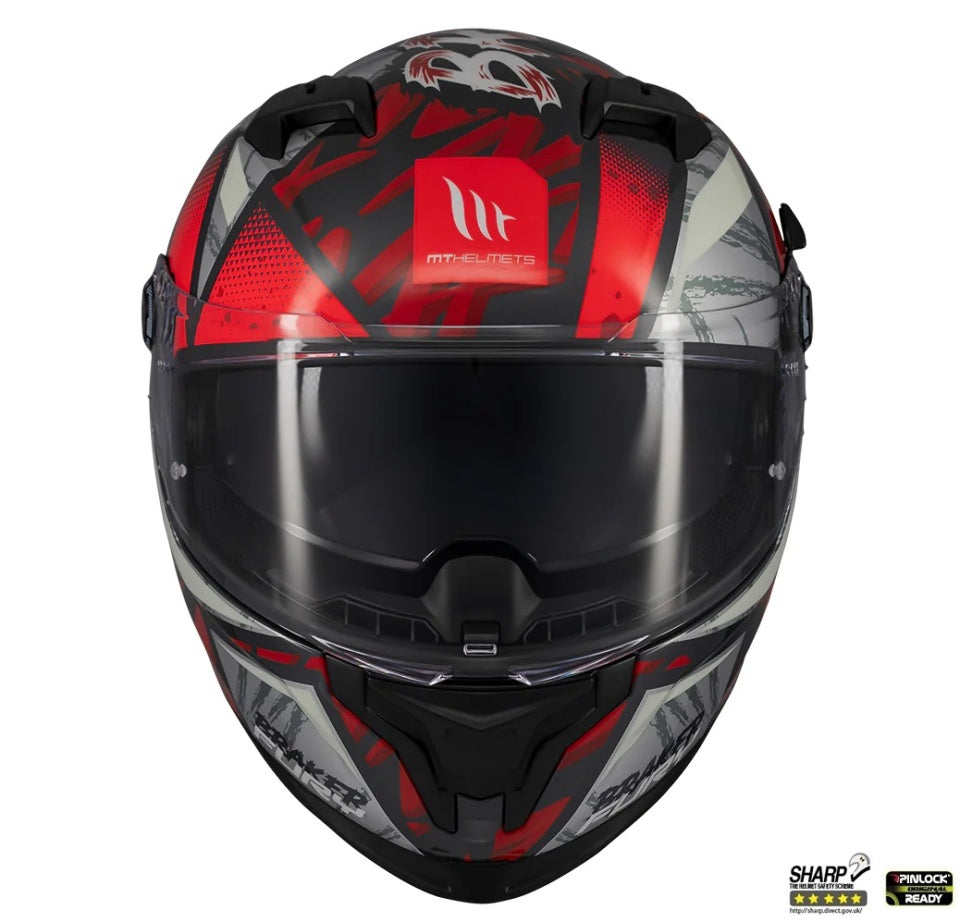 Casca integrala MT Braker SV Fury C5 rosu lucios (ochelari soare integrati) - tip viziera: MT-V-28B - DKS435 - punctaj maxim SHARP Test - 5 stele